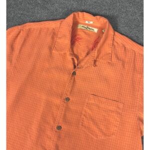 Tommy Bahama Mens Silk Tropical Leaf Print Short Sleeve Button Up Shirt Small